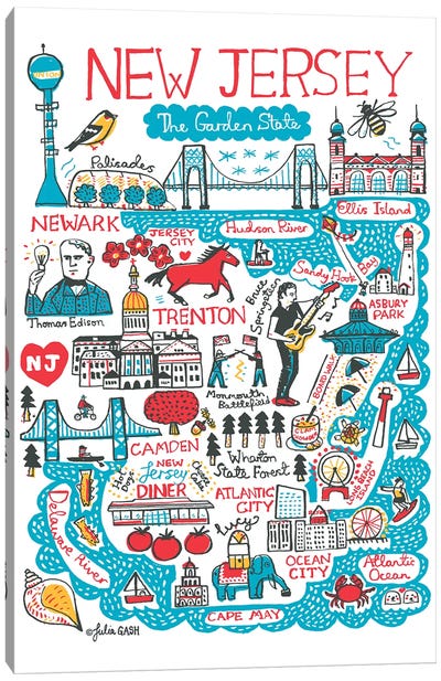 New Jersey Statescape Canvas Art Print - Kids Map Art