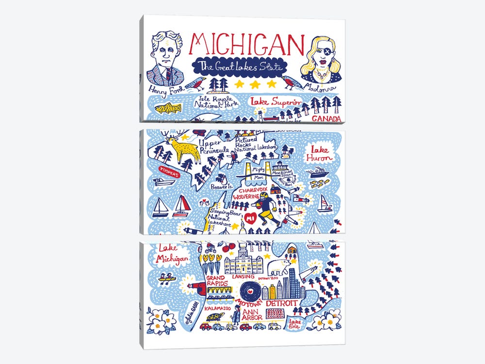 Michigan Statescape by Julia Gash 3-piece Canvas Art