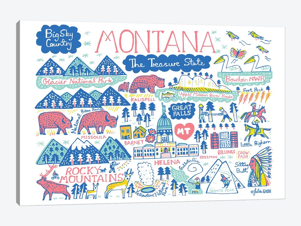 Montana Statescape by Julia Gash 1-piece Canvas Art Print