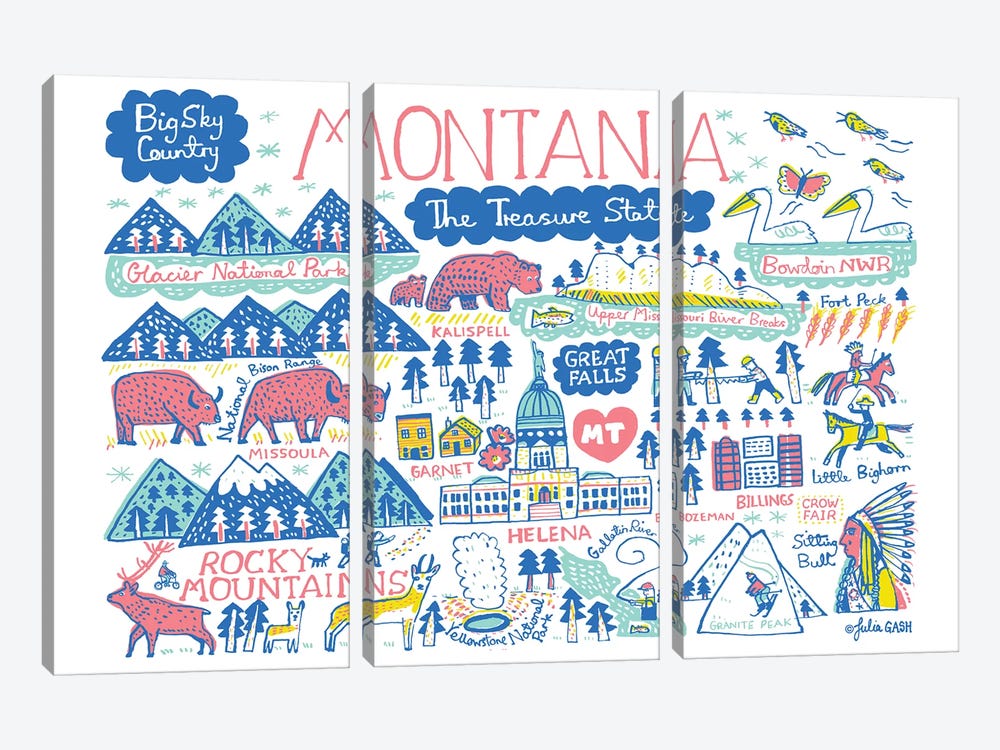 Montana Statescape by Julia Gash 3-piece Canvas Art Print