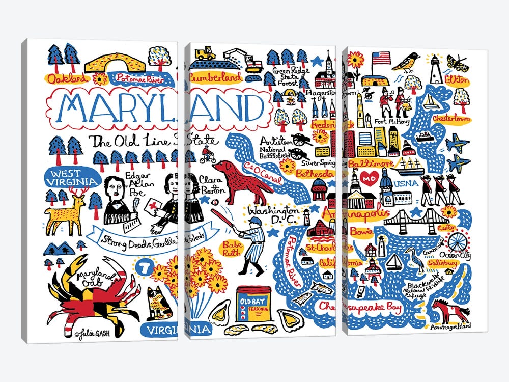 Maryland by Julia Gash 3-piece Canvas Art Print
