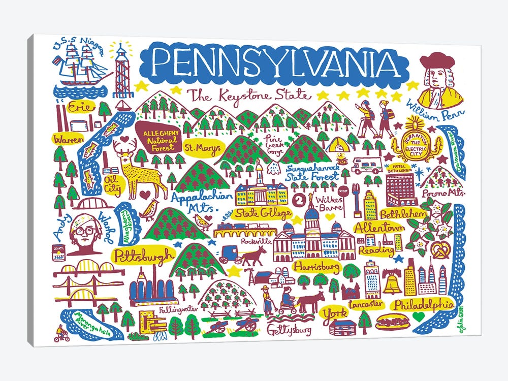 Pennsylvania by Julia Gash 1-piece Canvas Wall Art
