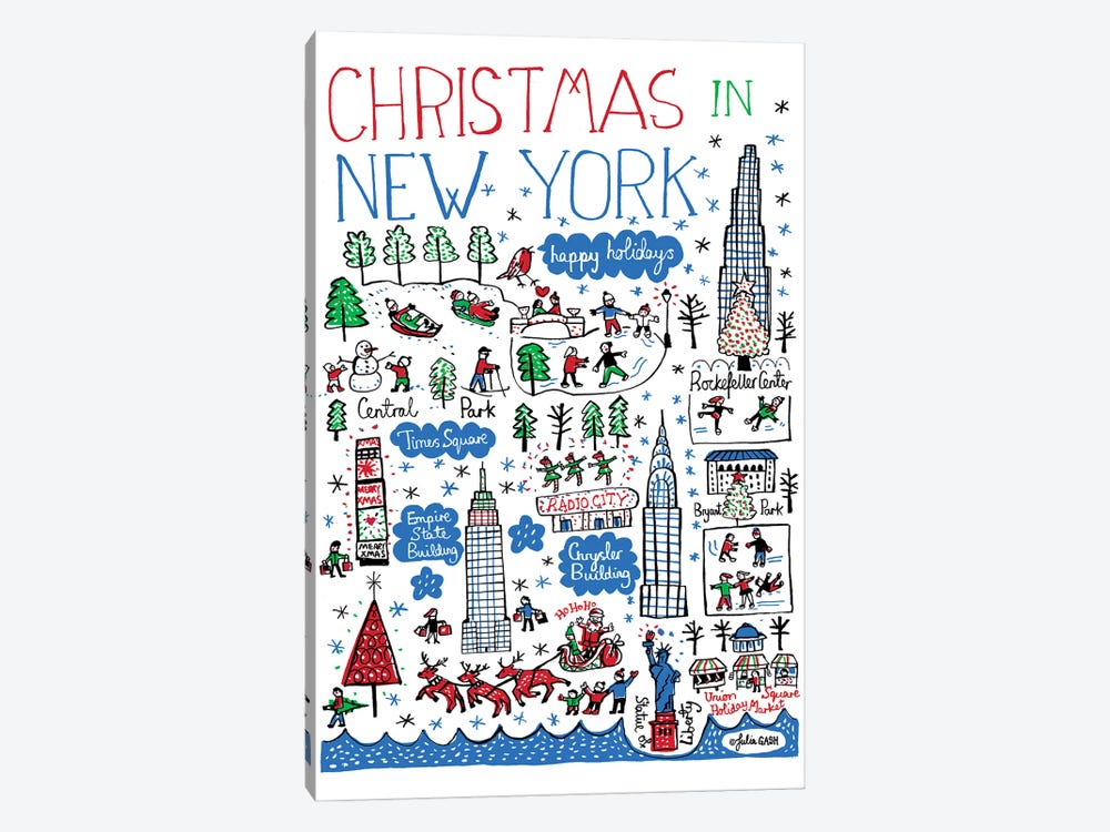 Christmas In New York by Julia Gash 1-piece Canvas Art Print