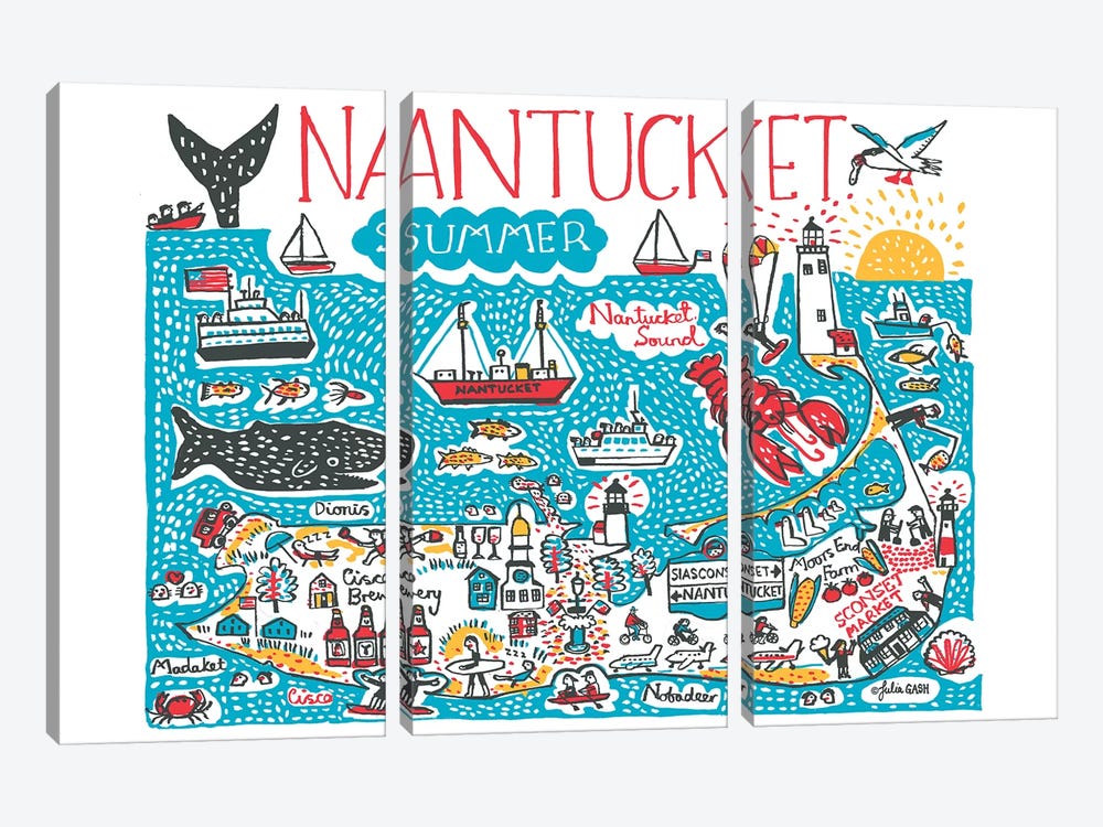 Nantucket by Julia Gash 3-piece Canvas Art Print