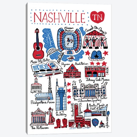 Nashville Canvas Print #GAS7} by Julia Gash Canvas Wall Art