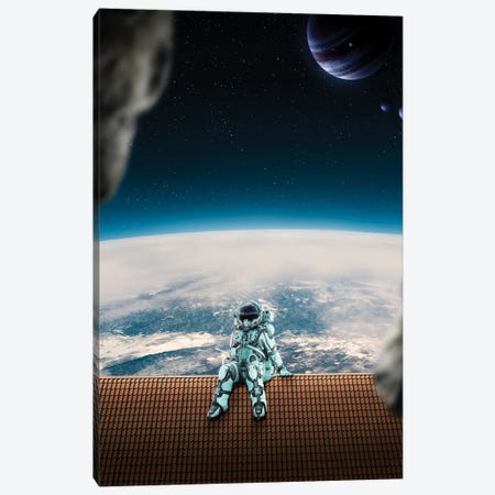 Astronaut On The Roof Canvas Print #GAV24} by Gabriel Avram Art Print