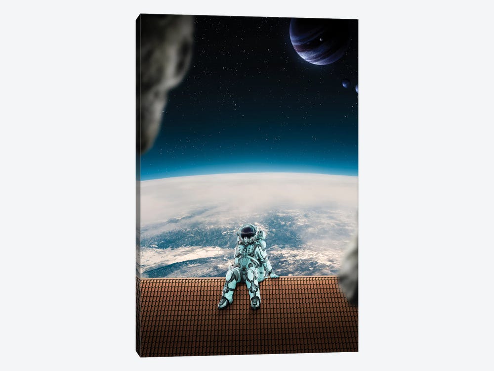 Astronaut On The Roof by Gabriel Avram 1-piece Canvas Wall Art