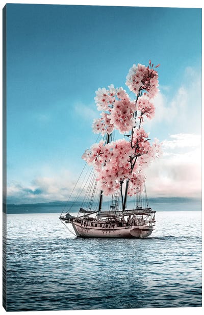 Flower Boat Canvas Art Print - Blossom Art