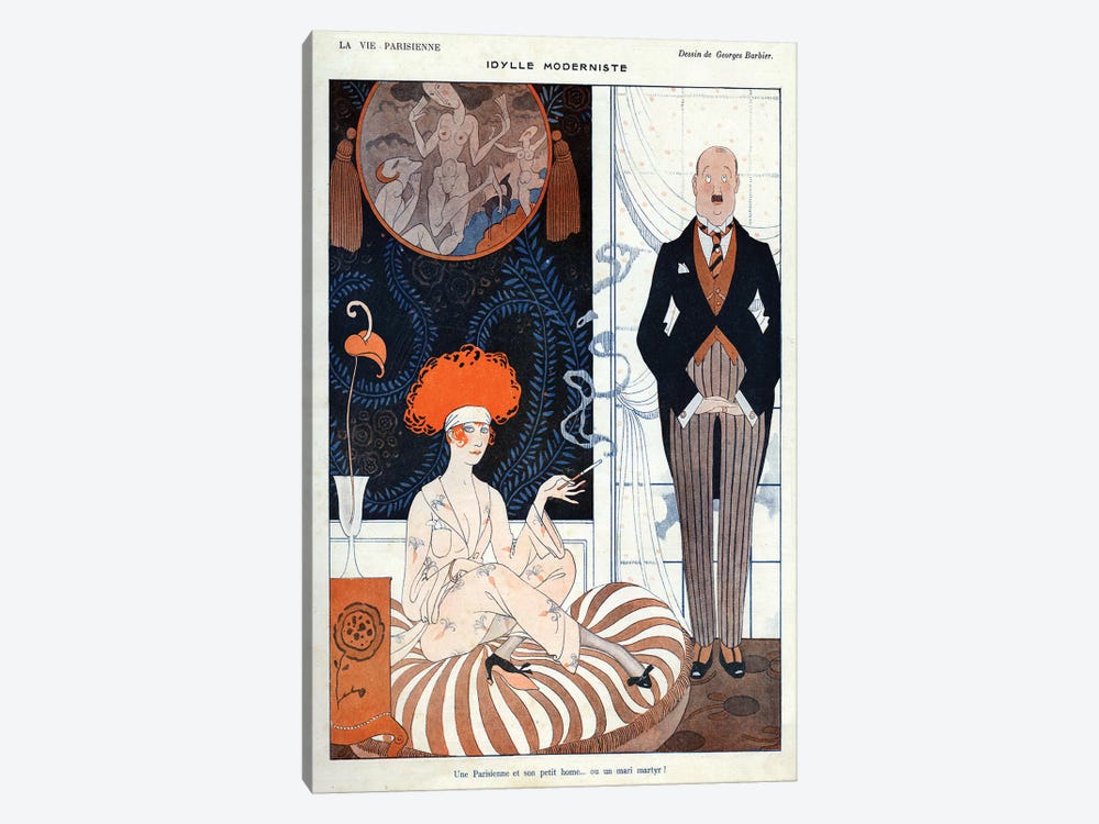 1918 La Vie Parisienne Magazine Plate by George Barbier 1-piece Canvas Wall Art