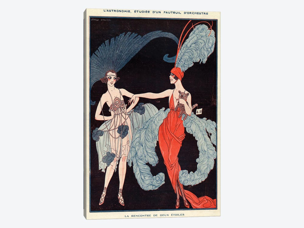 1918 La Vie Parisienne Magazine Plate by George Barbier 1-piece Canvas Art Print