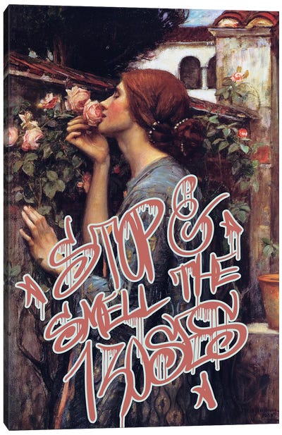Stop and Smell the Roses Canvas Art Print - Graffiti Bombed Classics