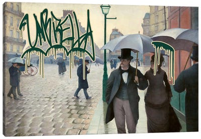 Umbrella Canvas Art Print - Graffiti Bombed Classics
