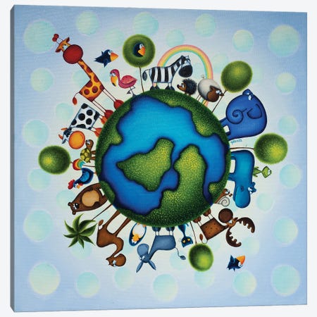 Happy Earth Canvas Print #GBE17} by Gabriela Elgaafary Canvas Print