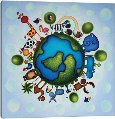 Happy Earth Canvas Art Print - Planet Art