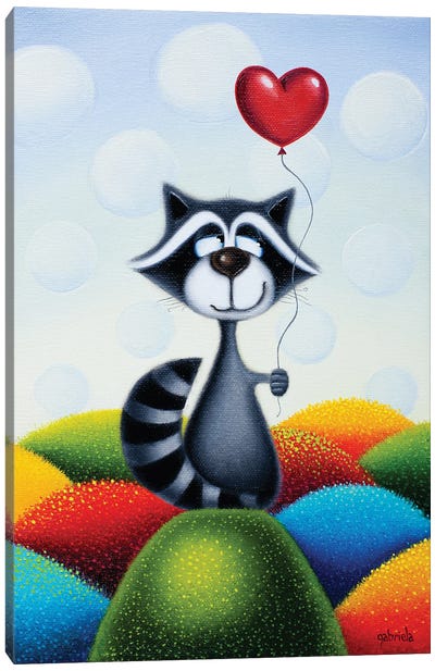 Choose Happy! Canvas Art Print - Raccoon Art