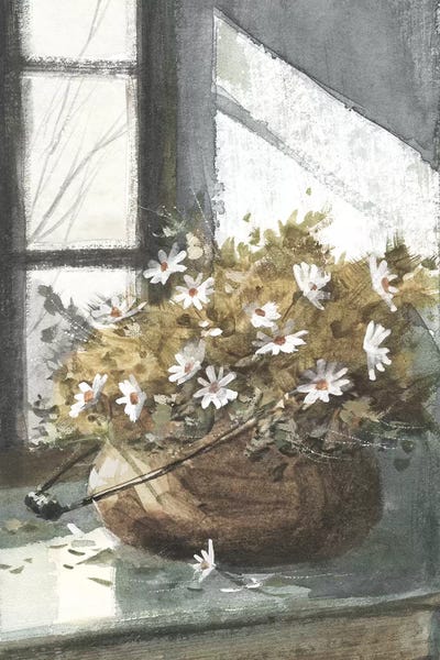 Large Art for Kitchen - Canvas Prints: Daisies In The Window by George Bjorkland