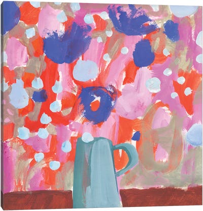 Cobalt Blue Floral Canvas Art Print - Gabriella Buckingham