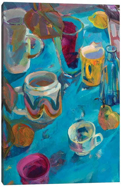 The Blue Table Canvas Art Print - Gabriella Buckingham