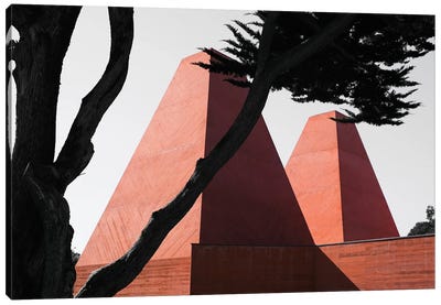 Pink Tower With Trees Canvas Art Print - Pyramid Art