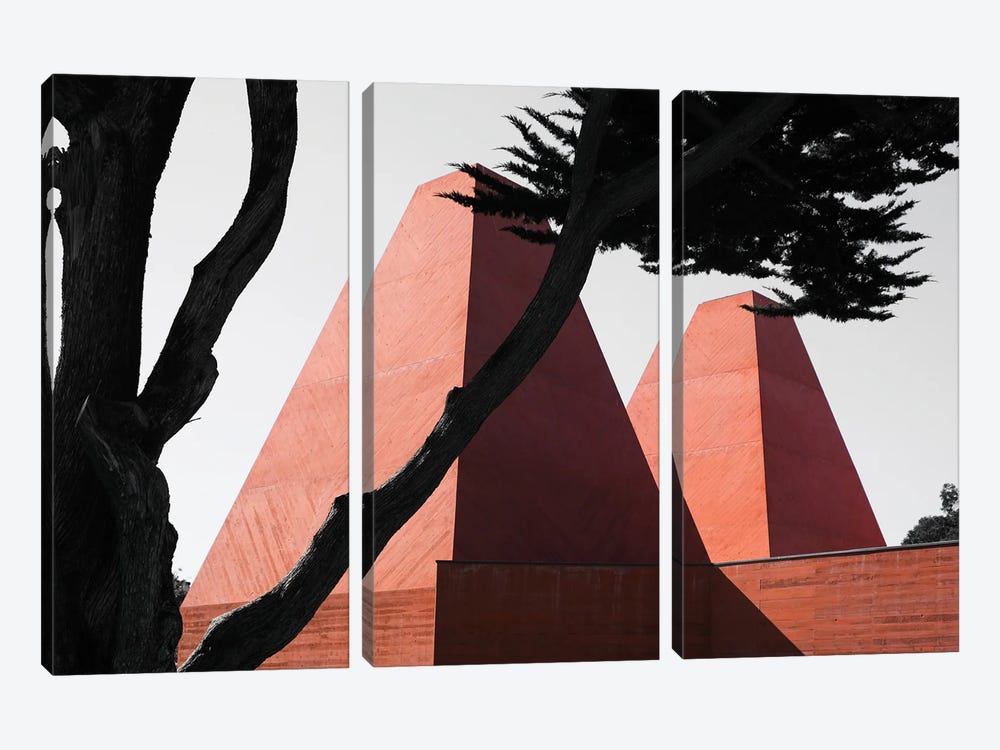 Pink Tower With Trees by Gilliard Bressan 3-piece Canvas Print