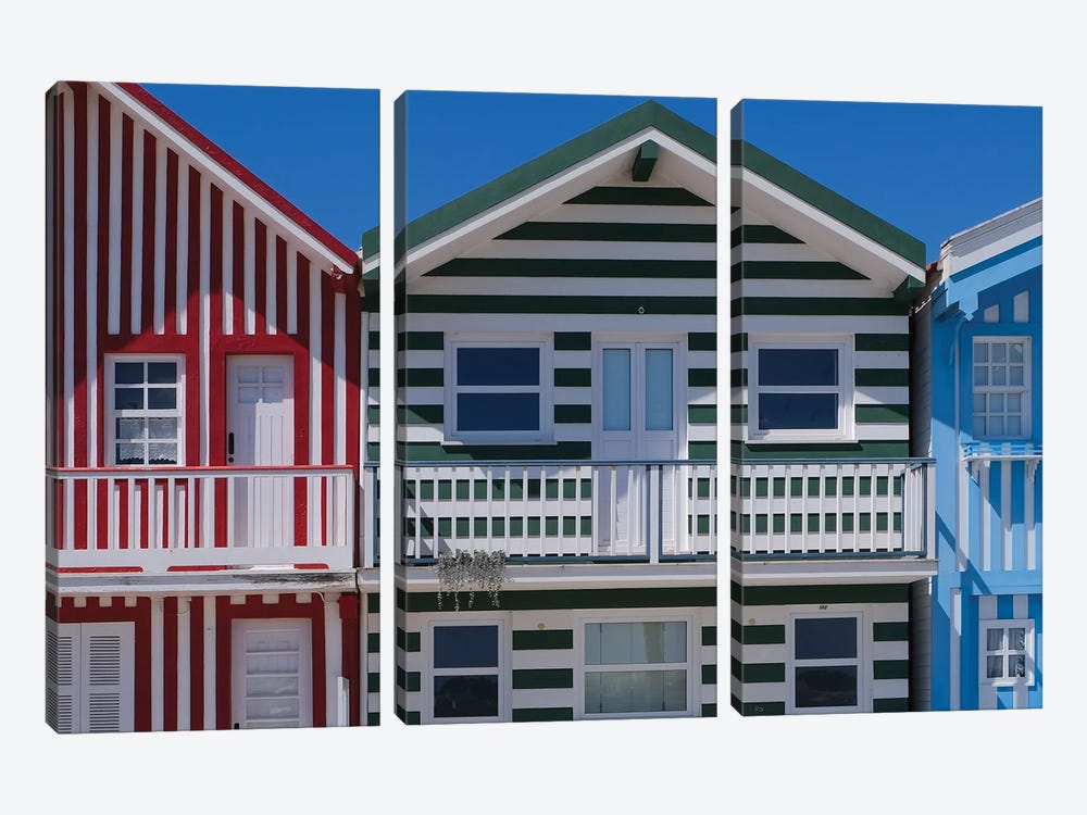 Aveiro Houses Portugal by Gilliard Bressan 3-piece Canvas Artwork