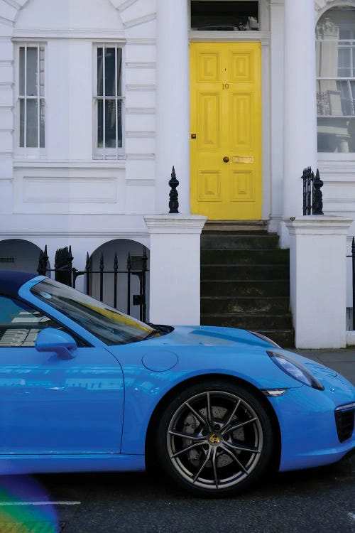 Blue Car And Yellow Door