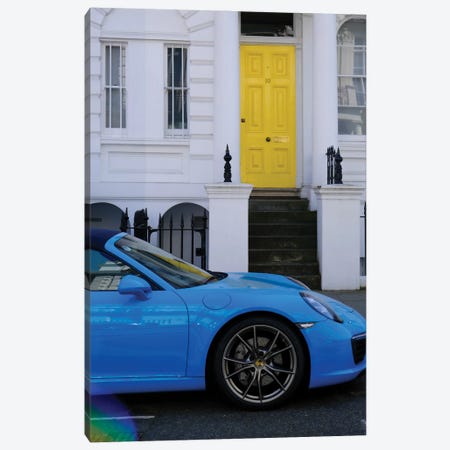 Blue Car And Yellow Door Canvas Print #GBN26} by Gilliard Bressan Canvas Print
