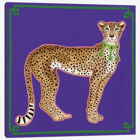 Chinoiserie Cheetah On Purple Canvas Print #GBQ11} by Green Orchid Boutique Canvas Artwork