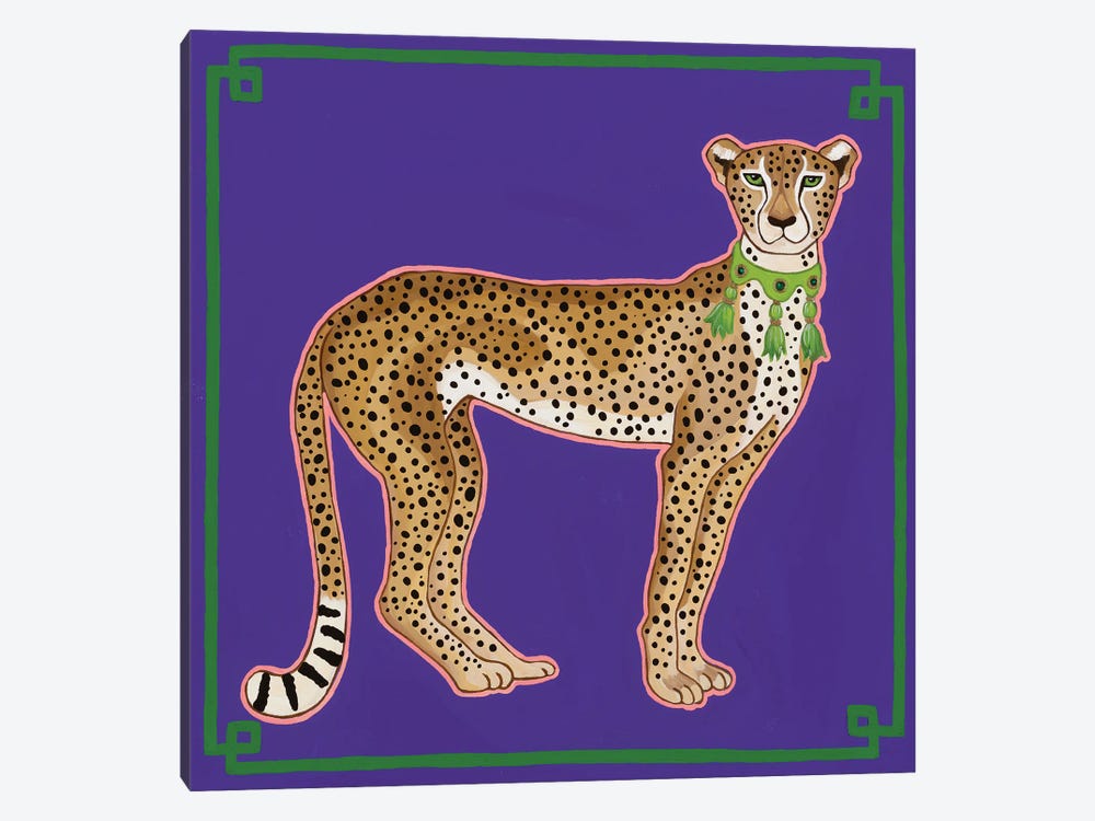 Chinoiserie Cheetah On Purple by Green Orchid Boutique 1-piece Canvas Art Print