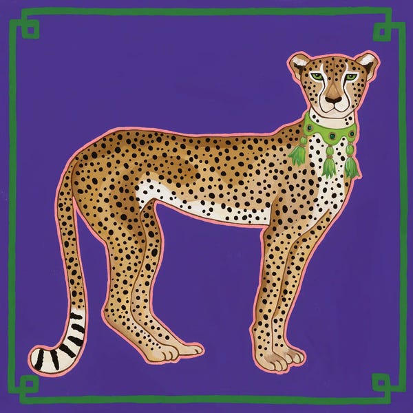 Global Patterns: Chinoiserie Cheetah On Purple by Green Orchid Boutique