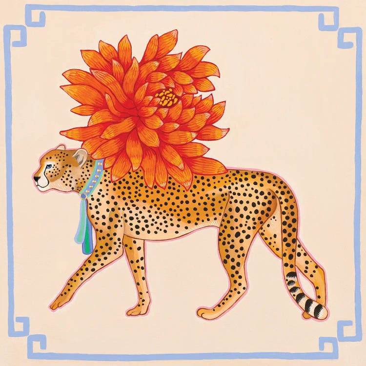 Chinoiserie Cheetah With Chrysanthemum