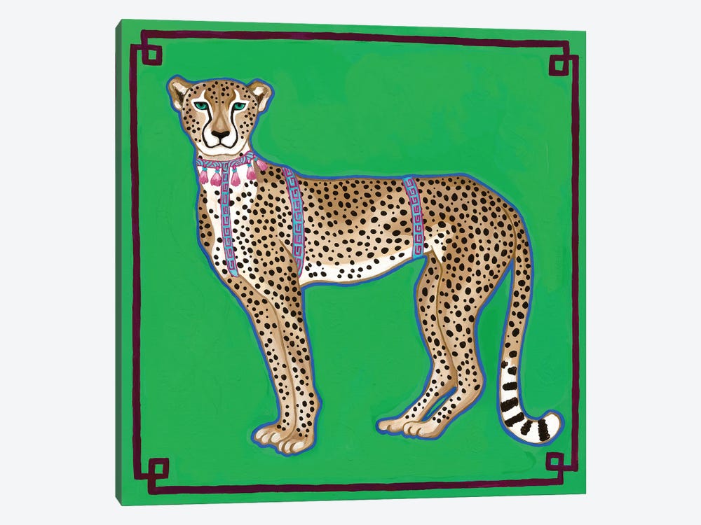 Chinoiserie Cheetah On Green by Green Orchid Boutique 1-piece Canvas Art