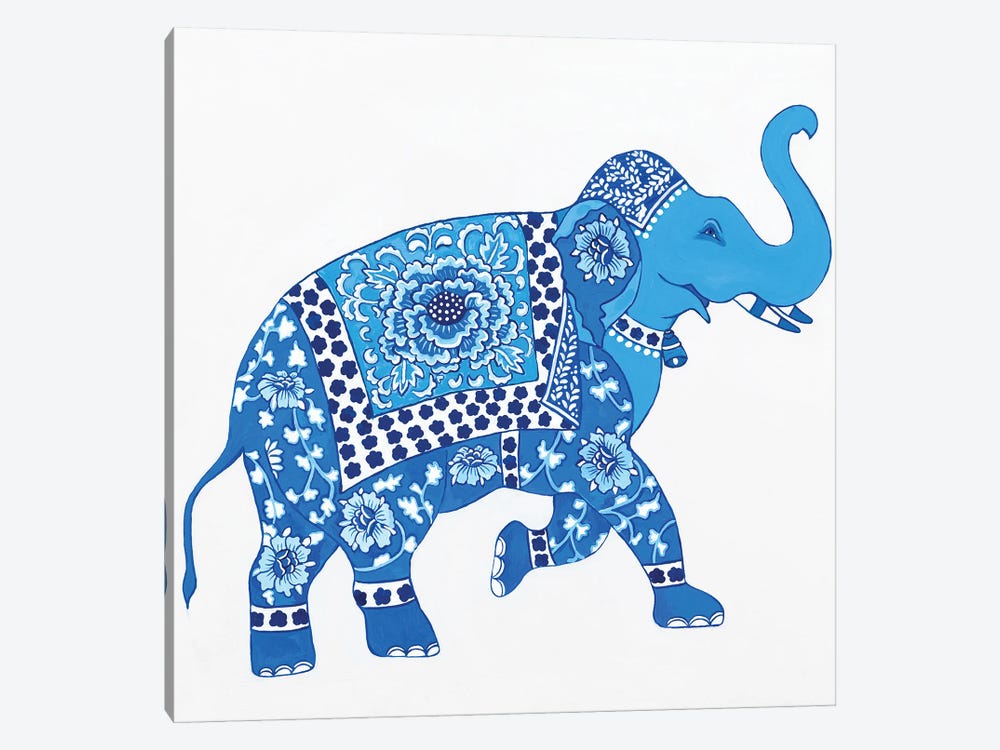 Chinoiserie Blue And White Elephant II by Green Orchid Boutique 1-piece Art Print