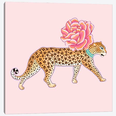 Chinoiserie Leopard With Rose Canvas Print #GBQ1} by Green Orchid Boutique Canvas Art