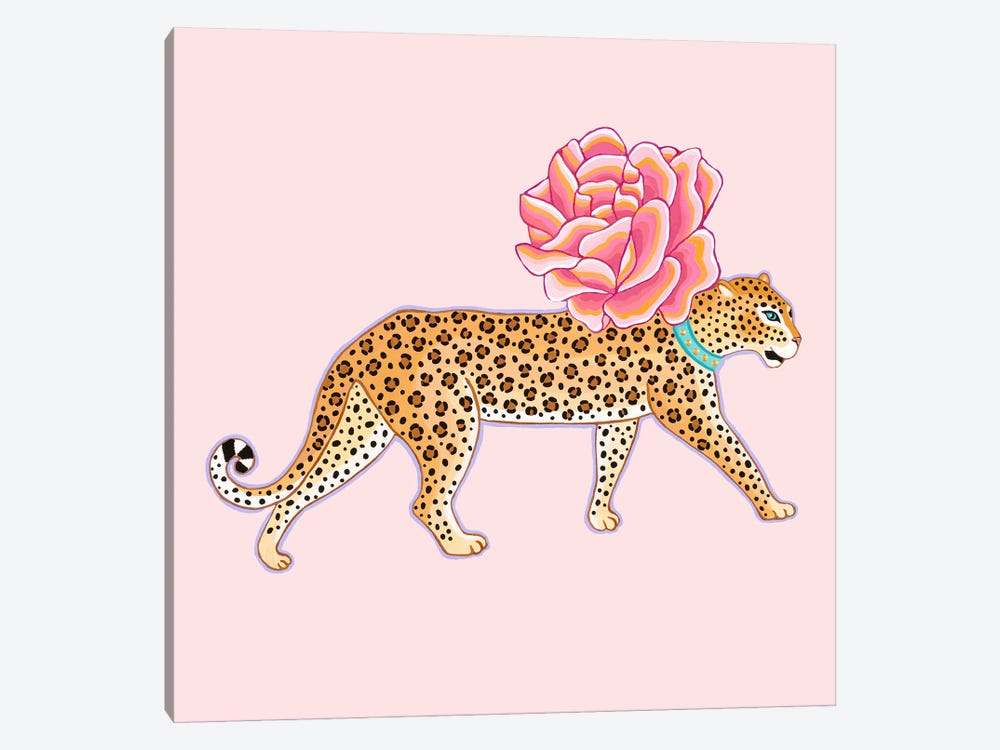 Chinoiserie Leopard With Rose by Green Orchid Boutique 1-piece Canvas Artwork