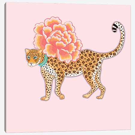 Chinoiserie Leopard With Peony Canvas Print #GBQ2} by Green Orchid Boutique Canvas Art