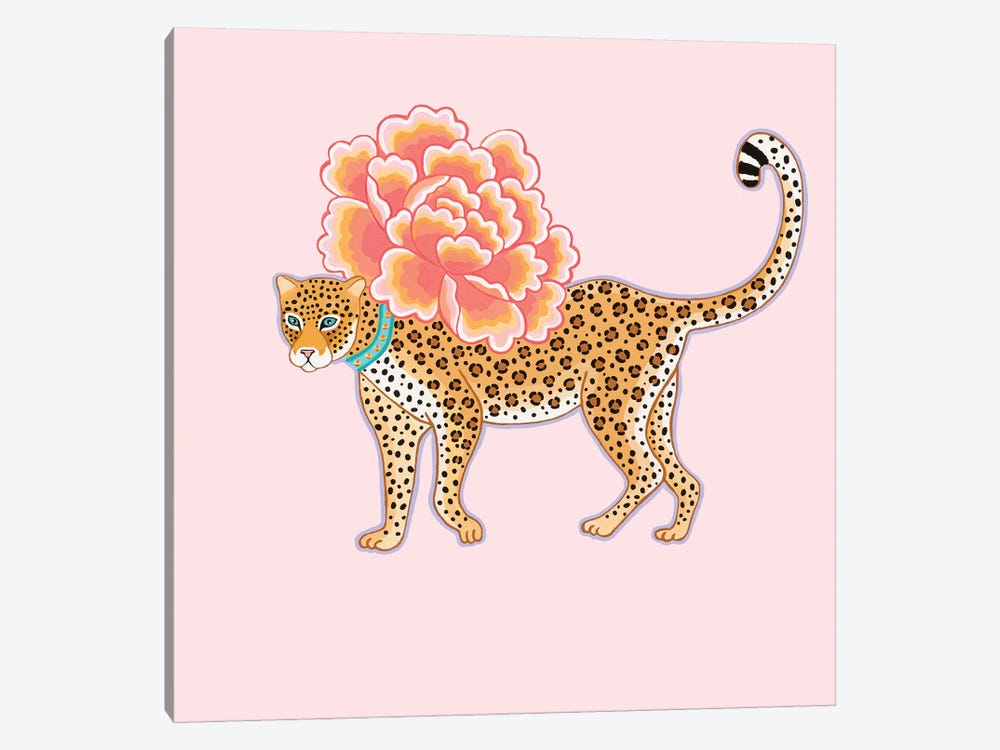 Chinoiserie Leopard With Peony by Green Orchid Boutique 1-piece Canvas Art Print