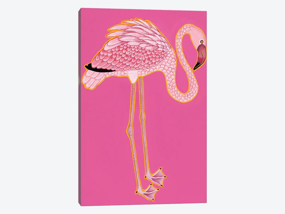 Preppy Chinoiserie Flamingo by Green Orchid Boutique 1-piece Canvas Art