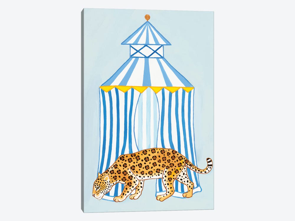 Chinoiserie Jaguar With Striped Cabana by Green Orchid Boutique 1-piece Canvas Wall Art