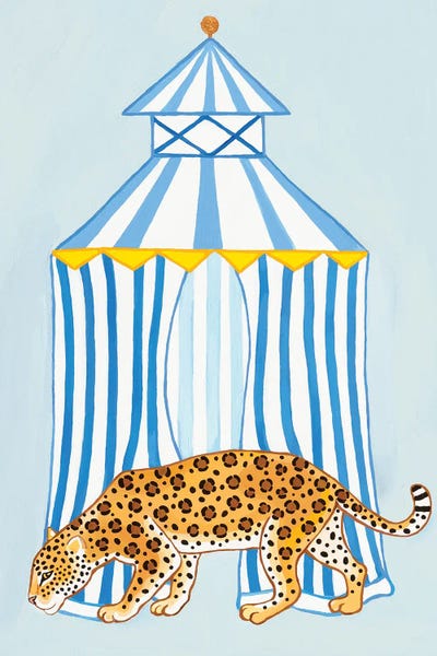 Office: Chinoiserie Jaguar With Striped Cabana by Green Orchid Boutique
