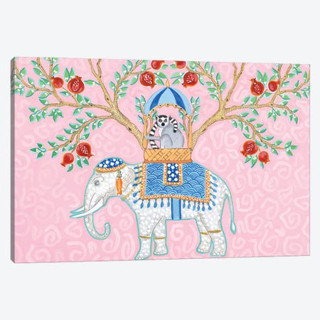 Chinoiserie Elephant With Lemur Monkey Canvas Print #GBQ51} by Green Orchid Boutique Canvas Wall Art