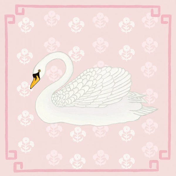 Floral & Botanical Patterns: Chinoiserie Swan With Mughal Flowers by Green Orchid Boutique