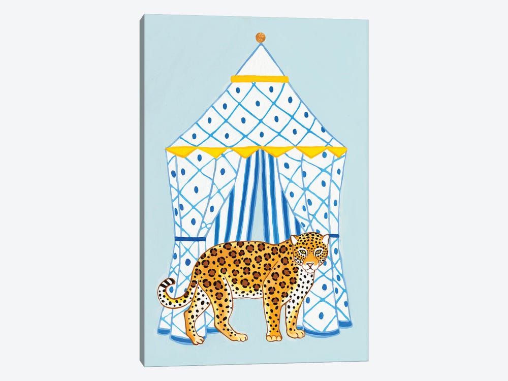 Chinoiserie Jaguar With Striped Cabana II by Green Orchid Boutique 1-piece Canvas Wall Art