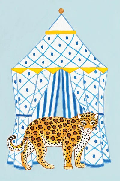 Office: Chinoiserie Jaguar With Striped Cabana II by Green Orchid Boutique