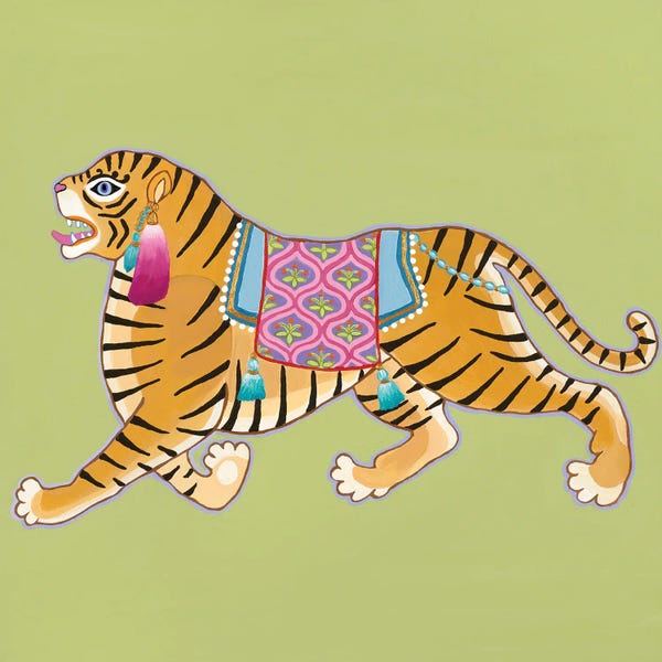 Indian Décor: Chinoiserie Ancient Tiger III by Green Orchid Boutique