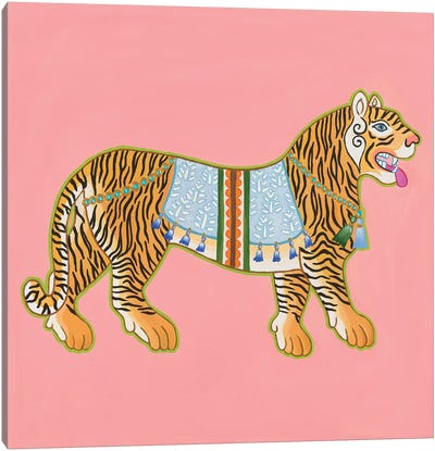Chinoiserie Ancient Tiger IV Canvas Art Print - Indian Décor