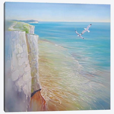 A Seaford Seascape Canvas Print #GBU105} by Gill Bustamante Canvas Wall Art
