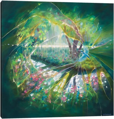 The Purveyor Of Magic, A Kingfisher Dream Canvas Art Print - Celery