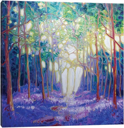Escape Through The Bluebell Wood Canvas Art Print - Enchanted Forests