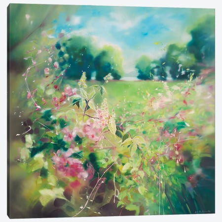 Through The Hedgerow, Countryside In Springtime Canvas Print #GBU120} by Gill Bustamante Art Print